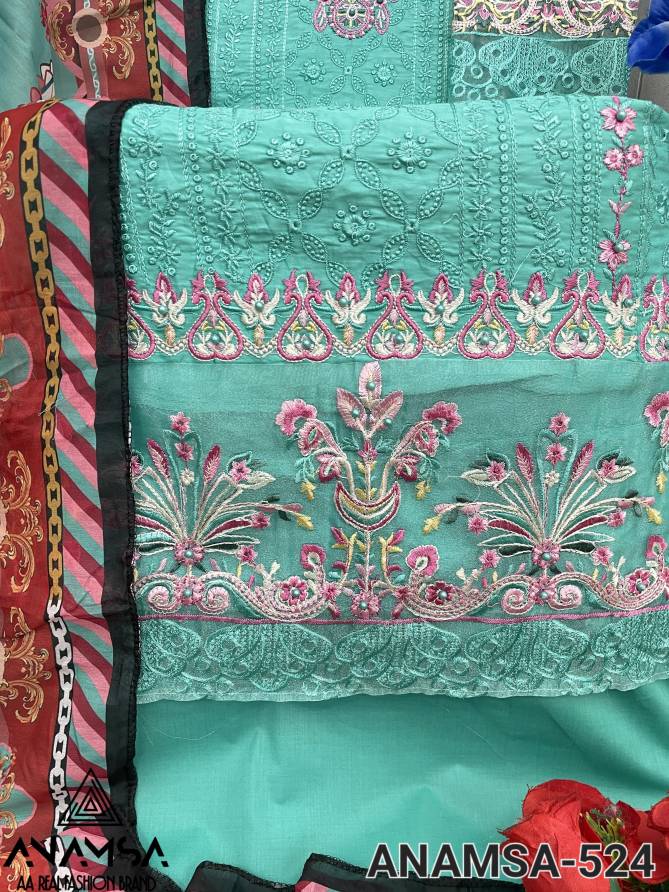 Anamsa 524 Jam Cotton Embroidery Pakistani Suit Suppliers In India